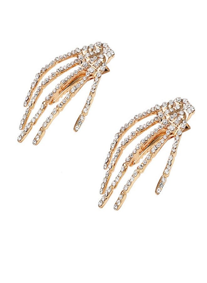 Sisadodo Halloween Hair Accessories for Women Girls - Halloween Costumes Skeleton Hand Hair Clip Hairpin Rhinestone Hair Claw Clips Barettes Christmas Birthday Gifts Gold - Image 1
