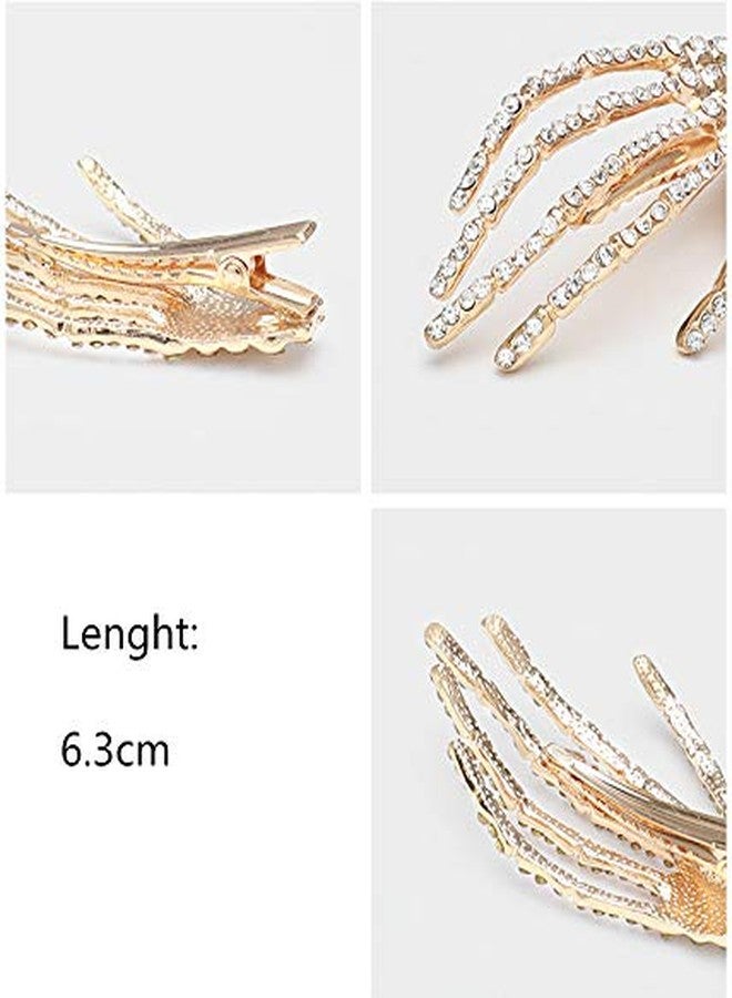 Sisadodo Halloween Hair Accessories for Women Girls - Halloween Costumes Skeleton Hand Hair Clip Hairpin Rhinestone Hair Claw Clips Barettes Christmas Birthday Gifts Gold - Image 2
