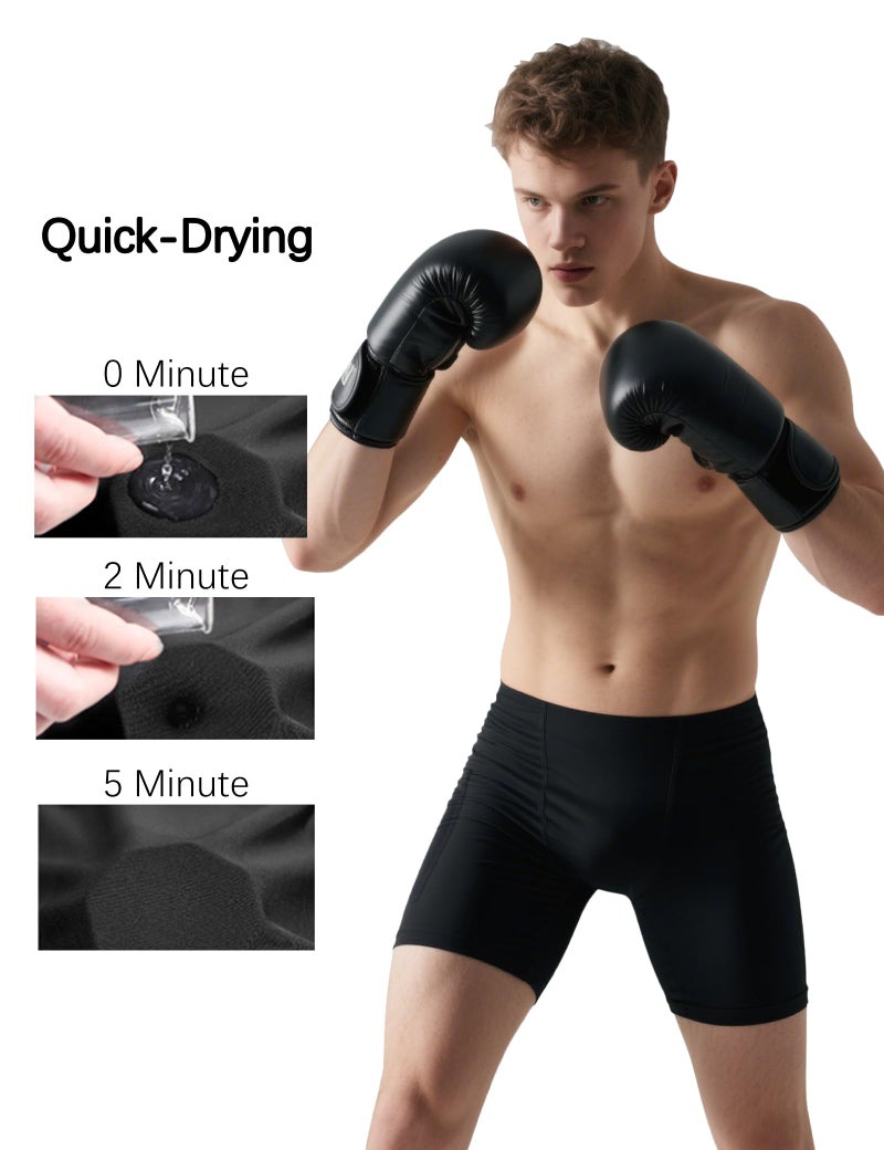 HovSiyla 6 Pack Compression Shorts with Pocket Men Sports Workout Performance Athletic Running Underwear Shorts Spandex 6 Black Medium - Image 4