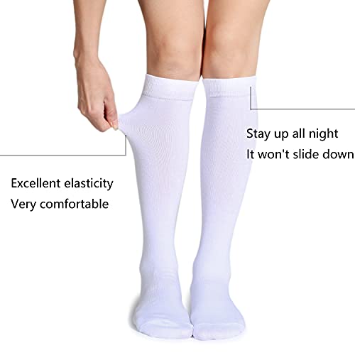 Leotruny 3 Pairs Women's Cotton Opaque Knee High Socks (C02-3 Pairs White) - Image 2