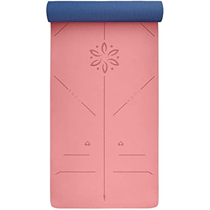 rayihni حصيرة يوغا غير قابلة للانزلاق خالية من المواد الضارة، مع حزام حمل. حصيرة يوغا مع خطوط توجيه. مثالية كحصائر جمباز، حصائر رياضية، حصائر لياقة بدنية، حصائر جري - حصيرة يوغا - Image 3