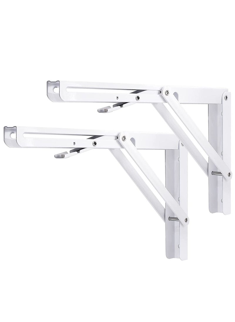 UPSCALE - Pack of 2 Iron Shelf Bracket 10 inch Folding L Design Iron with coating Angle Bracket Heavy Duty Shelf Support Wall Mount Iron Shelves Support - Image 1