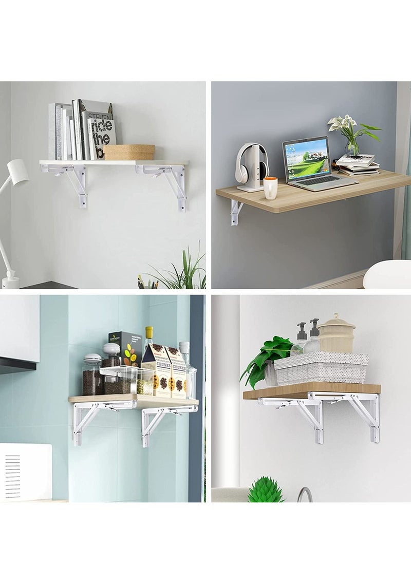 UPSCALE - Pack of 2 Iron Shelf Bracket 10 inch Folding L Design Iron with coating Angle Bracket Heavy Duty Shelf Support Wall Mount Iron Shelves Support - Image 1