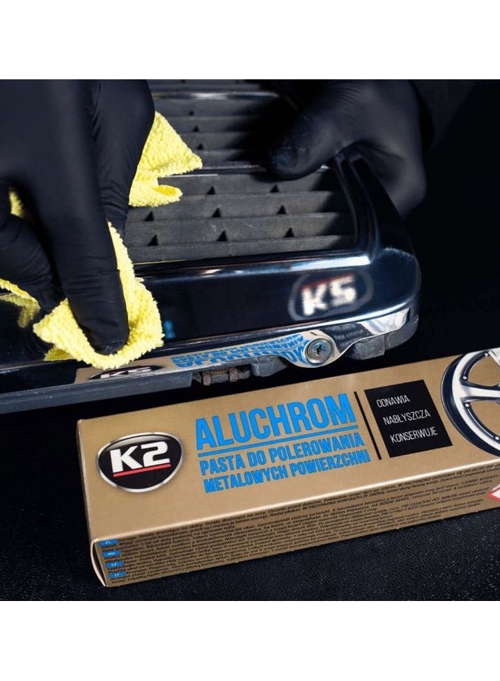 K2 K003 Aluchrome Chrome And Aluminum Polish 120g Renews Shines Preserves Made In EU - Image 4