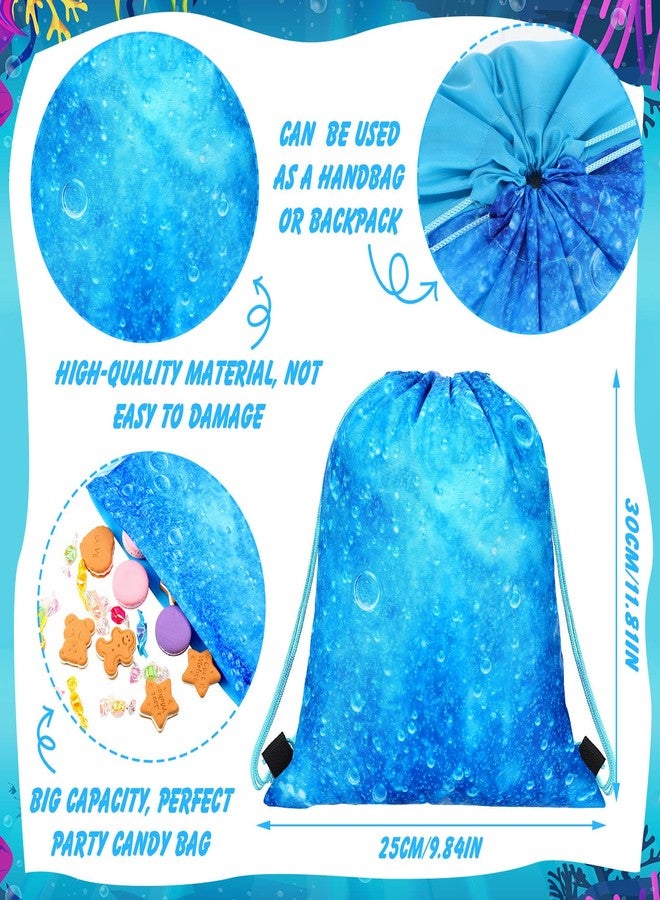 Funtery 24 Pcs Ocean Wave Drawstring Gifts Bags 11.81 x 9.84 Inch Summer Ocean Party Favor Backpack Sea Goodie Bags Reusable Treat Candy Backpack for Kids Boy Girl Birthday Party Supplies Pool School - Image 4