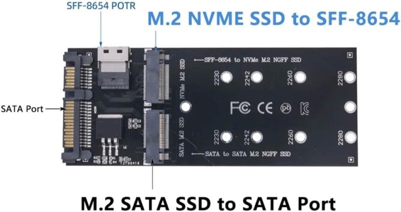 محول بطاقة SATA M.2 Solid State SSD إلى قرص صلب بروتوكول SATA NVMe إلى SFF-8654 بطاقة توسعة 2280 - Image 3