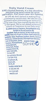 E45 Daily Hand Cream 50 ml E45 Hand Cream for Very Dry Hands Hand Moisturiser for Dry Skin and Sensitive Skin NonGreasy Hand Repair Cream for Soft and Supple Hands Fast Absorption Formula - Image 2