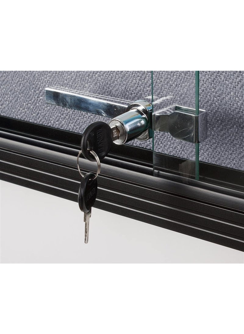 Displays2go Displays2go 4 x 3 Enclosed Locking Bulletin Board for Indoor Use Gray Fabric  Black FBSD43BKGLG  - Image 3