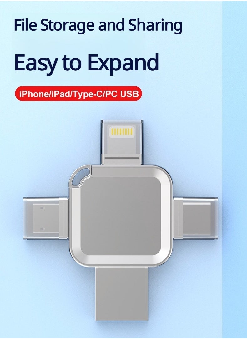 4-in-1 High Speed USB Flash Drive with Micro USB and Type-C Ports, Compatible with Android Smartphones, iPhone, iPad, MacBook, and Laptops - 64GB - pzsku/Z29B24EAED72792739752Z/45/1741436448/7f333e23-699b-42f6-9c44-2c7fbf39d641