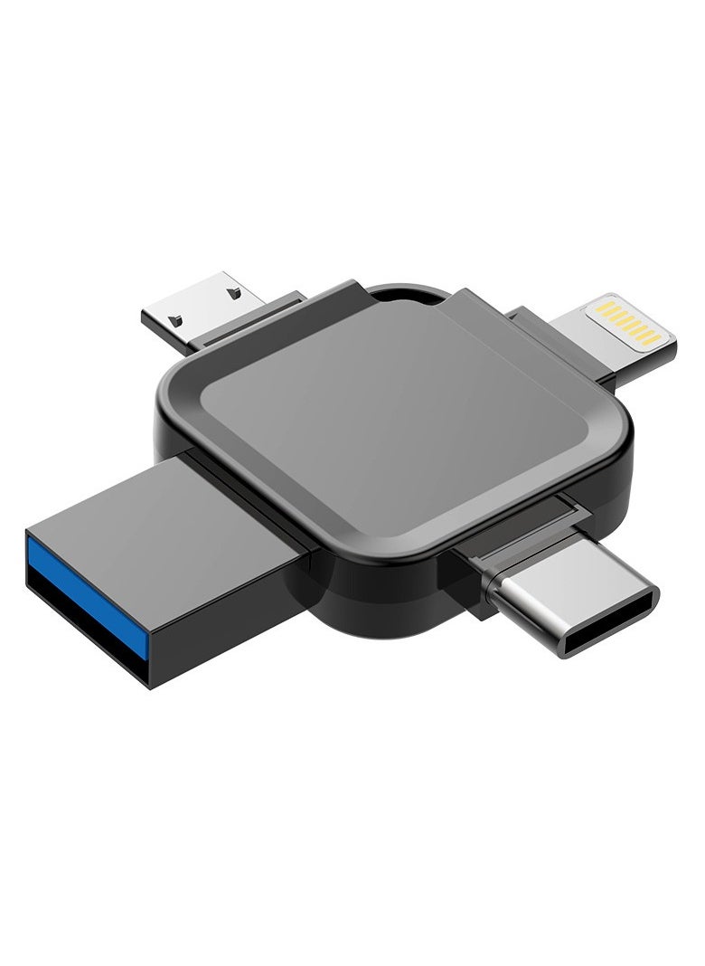 Generic - 4-in-1 High Speed USB Flash Drive with Micro USB and Type-C Ports, Compatible with Android Smartphones, iPhone, iPad, MacBook, and Laptops - 64GB - Image 1