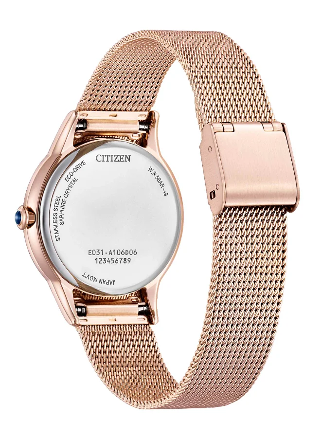 CITIZEN Women's Stainless Steel Mesh with Pink Gold Plating CITIZEN L Standard Watch EM1153-88A - 32.5 mm