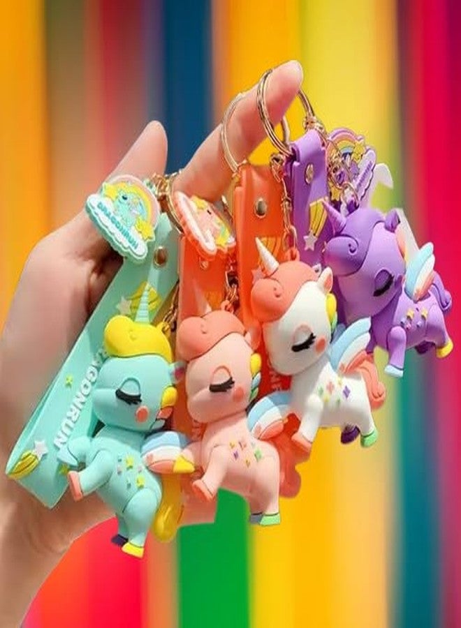 AEROSTARK Combo of 4 Cute Unicorn Keychain | Cartoon Rubber Keychains with Strap | Soft PVC Unicorn Key Ring for Bags, Backpacks, Gifts, Kids, Teens & Women (Combo of 4) - Image 5