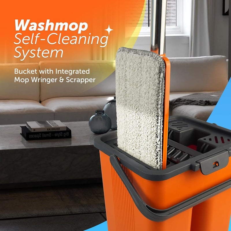Macromax Flat Mop and Bucket Set - 360° Rotating Microfiber Mop with Lightweight Handle - Image 5