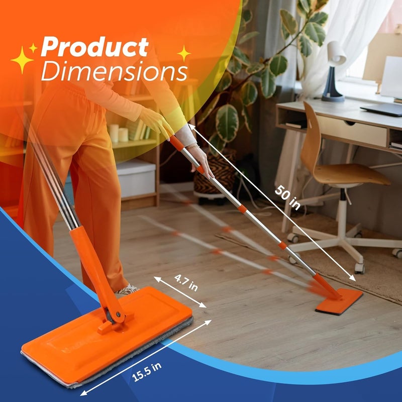 Macromax Flat Mop and Bucket Set - 360° Rotating Microfiber Mop with Lightweight Handle - Image 2