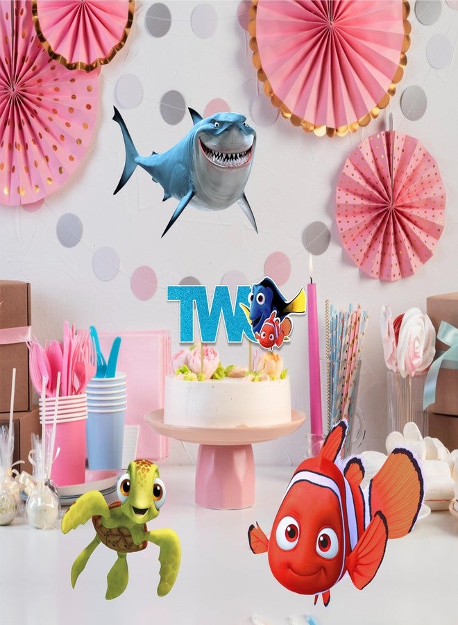 Seyal Findng Nmo Two Cake Topper Decoration for 2nd Birthday - Ocean Underwater Theme Cake Topper for Boys and Girls - Cute Fish Cartoon Character Cake Decoration - Style Birthday Party Supplies - Image 5