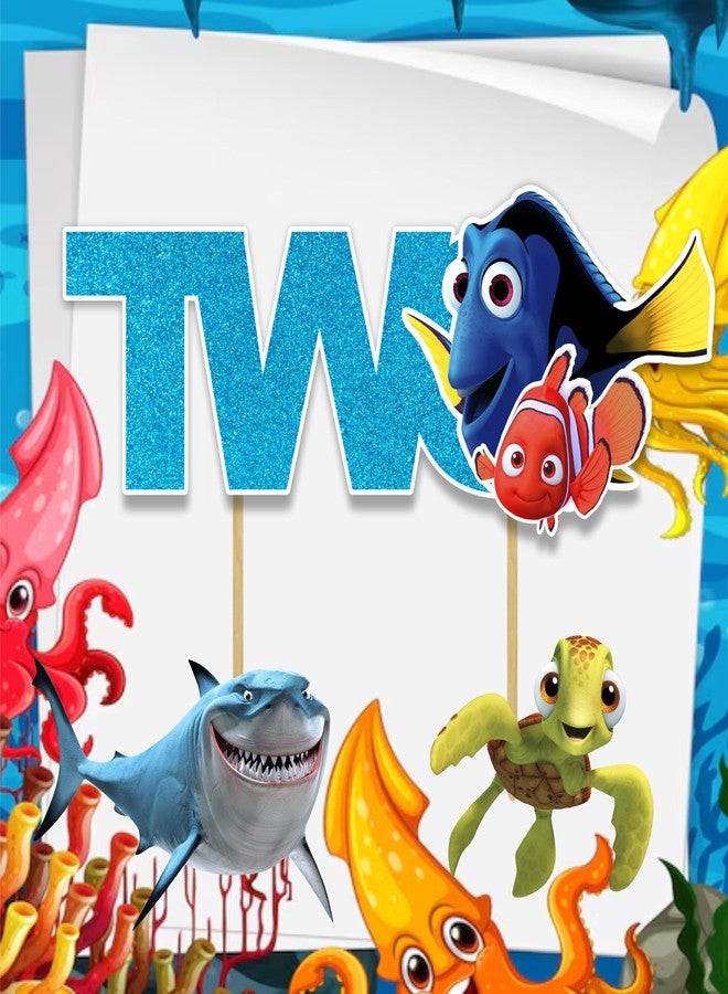 Seyal Findng Nmo Two Cake Topper Decoration for 2nd Birthday - Ocean Underwater Theme Cake Topper for Boys and Girls - Cute Fish Cartoon Character Cake Decoration - Style Birthday Party Supplies - Image 4