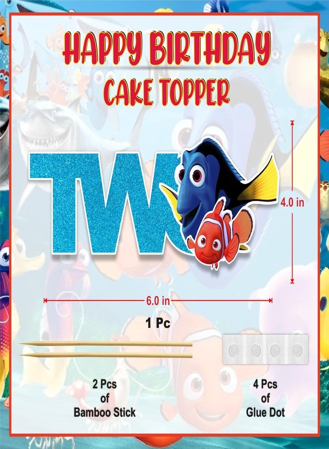 Seyal Findng Nmo Two Cake Topper Decoration for 2nd Birthday - Ocean Underwater Theme Cake Topper for Boys and Girls - Cute Fish Cartoon Character Cake Decoration - Style Birthday Party Supplies - Image 2