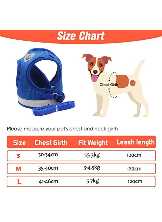 Neostyle Dog Harness with Leash Set,No Pull Adjustable Reflective Step-in Puppy Harness with Padded Vest for Small Medium Large Dogs and Cats ( Blue(2-piece set))  - Image 2