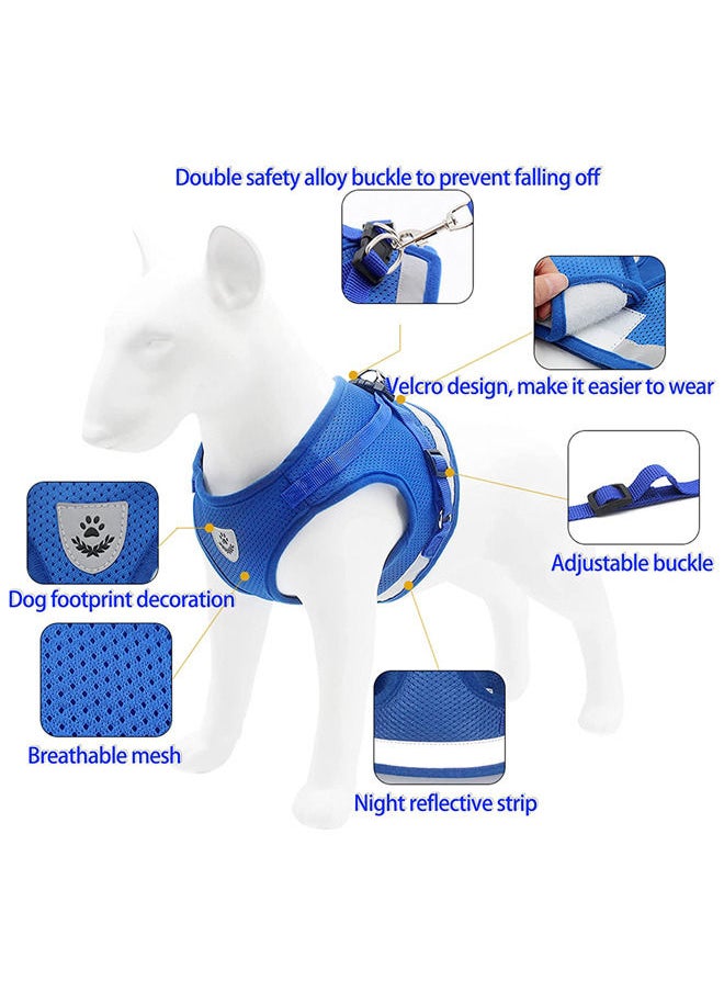 Neostyle Dog Harness with Leash Set,No Pull Adjustable Reflective Step-in Puppy Harness with Padded Vest for Small Medium Large Dogs and Cats ( Blue(2-piece set))  - Image 3