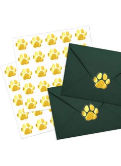 Whaline 500Pcs Paw Prints Stickers Gold Foil Certificates Stickers Gold Puppy Paw Shape Selfadhesive Envelope Seal Stickers For Graduation Wedding Invitations Mailing Vets Kennels Party Room Decor  - Image 1