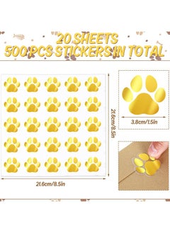Whaline 500Pcs Paw Prints Stickers Gold Foil Certificates Stickers Gold Puppy Paw Shape Selfadhesive Envelope Seal Stickers For Graduation Wedding Invitations Mailing Vets Kennels Party Room Decor  - Image 2