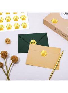 Whaline 500Pcs Paw Prints Stickers Gold Foil Certificates Stickers Gold Puppy Paw Shape Selfadhesive Envelope Seal Stickers For Graduation Wedding Invitations Mailing Vets Kennels Party Room Decor  - Image 5