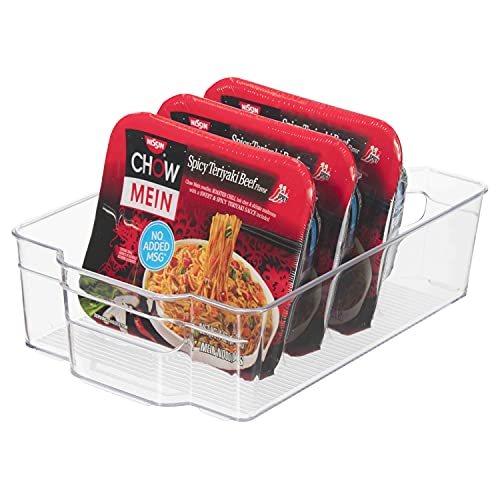 Oggi Stackable Storage Bin With Handle - Wide (12.5" x 8.5" x 3.5") - Ideal for Kitchen Organization, Pantry Storage, Fridge Organizing, Clear - Image 1