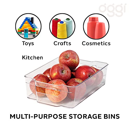 Oggi Stackable Storage Bin With Handle - Wide (12.5" x 8.5" x 3.5") - Ideal for Kitchen Organization, Pantry Storage, Fridge Organizing, Clear - Image 4