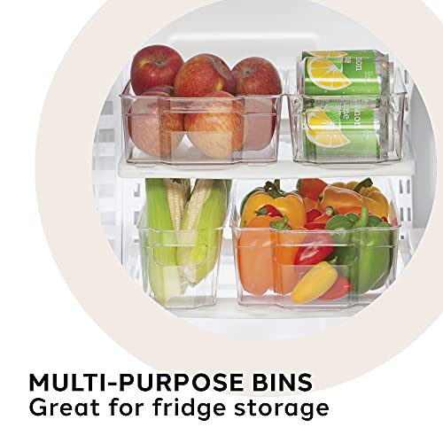 Oggi Stackable Storage Bin With Handle - Wide (12.5" x 8.5" x 3.5") - Ideal for Kitchen Organization, Pantry Storage, Fridge Organizing, Clear - Image 5