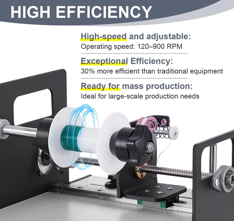 PakaLife Automatic Coil Winding,900RPM Coil Winder Machine with Auto-Wire Alignment Compatible with 18-46AWG Wire,Filament Spool,Ideal For Tool Lines，Coils and Silk Threads - Image 2