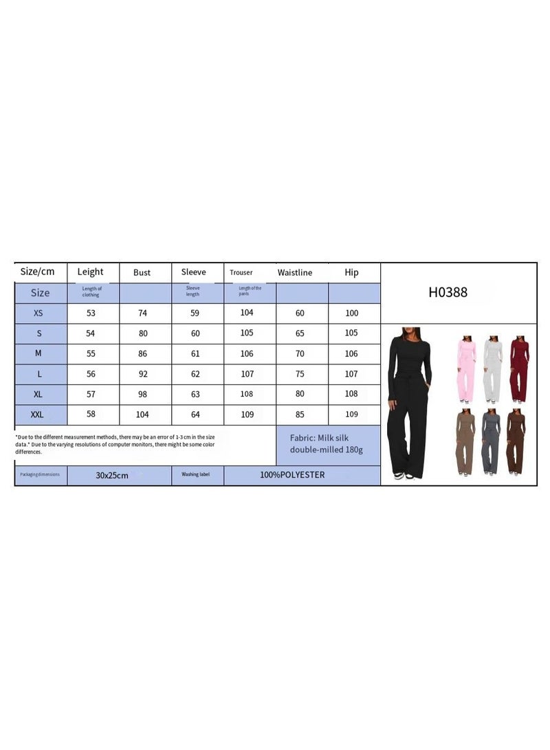 general 2025-2026 TK Solid Color Casual Long-Sleeved Settop Coat High-Waisted Wide-Fitting Pants Sports Outfit - Image 2