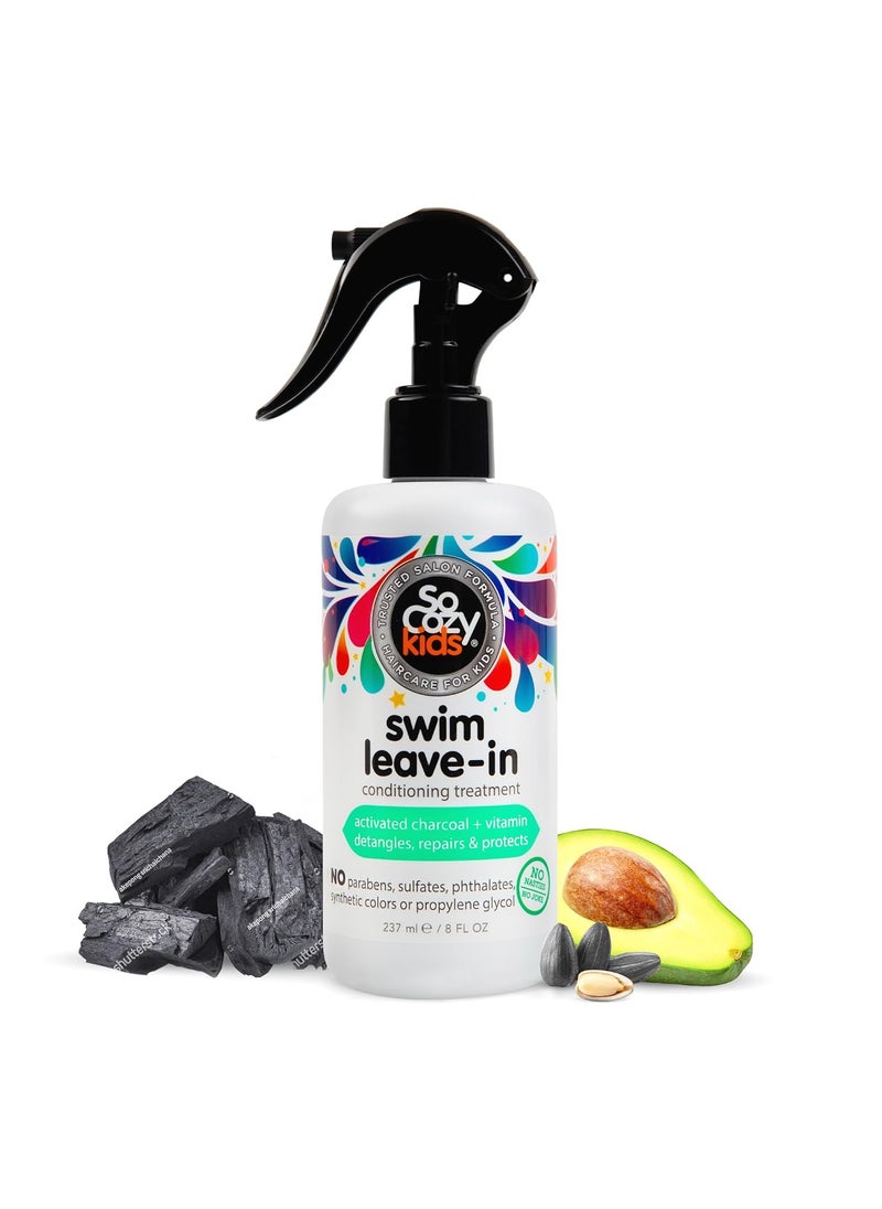 SO COZY - SoCozy Swim Leave In Conditioner Spray  Treatment for Kids Hair 8 Fl Oz Protects  Repairs Pool Sun  Salt Damaged Hair Gentle Formula with Activated Charcoal Vitamin B5  Sunflower Seed Extract - Image 1