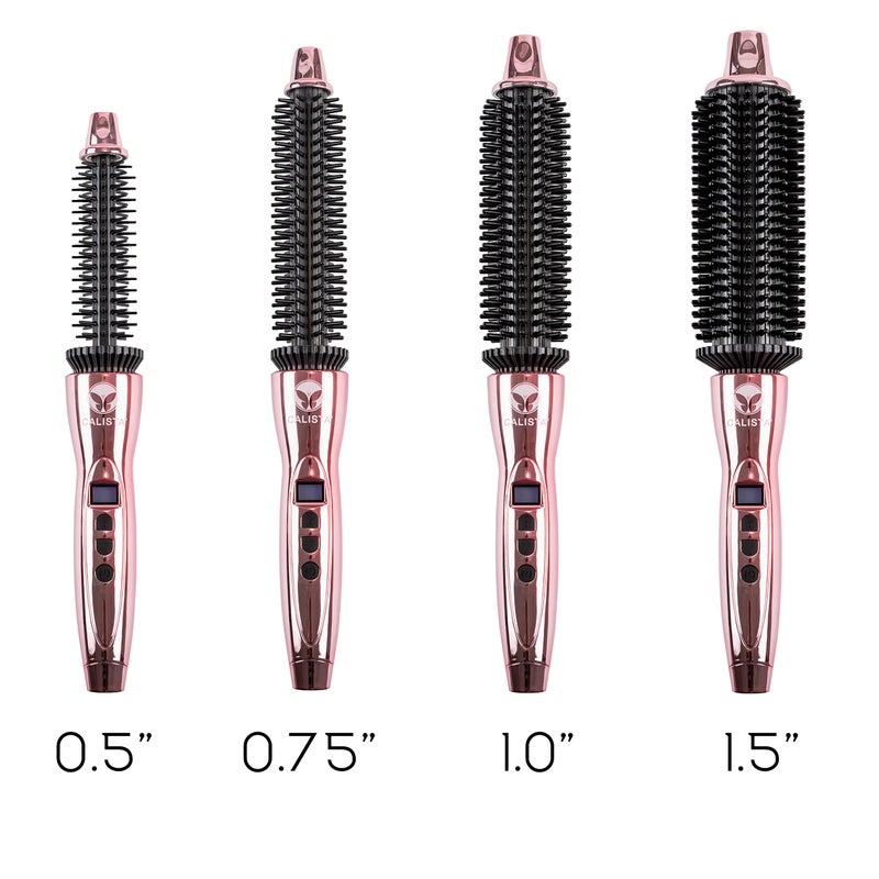 CALISTA Perfecter Pro Heated Round Brush | Lift, Volumize, and Style with No Heat Damage for Healthier-Looking Hair | 4 Sizes for Most Hair Types | Dual Voltage & Adjustable Temp (0.75, Rose Gold) - Image 2
