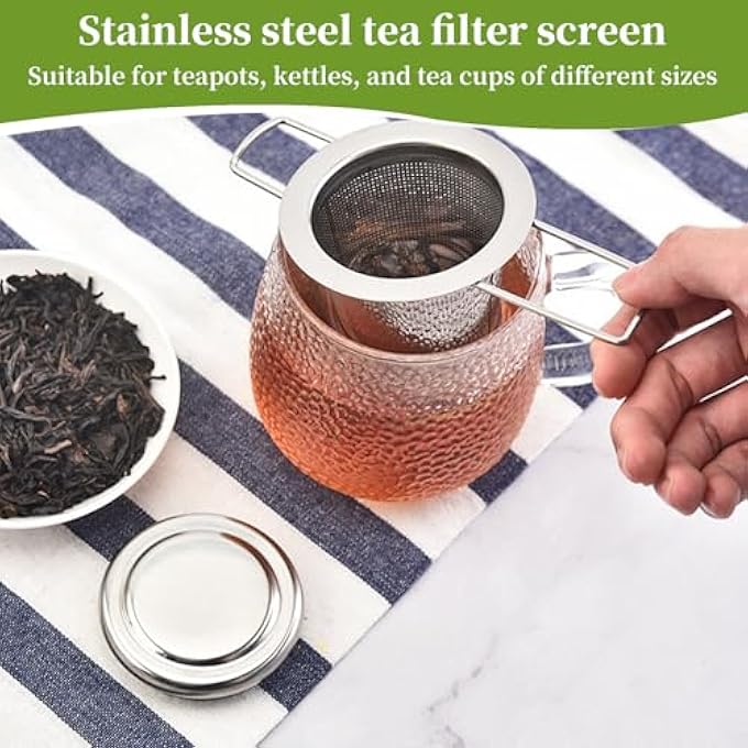 nalaina 2Pcs 304 Stainless Steel Tea Infuser With Lid Extra Fine Mesh Strainer For Loose Leaf Tea Foldable Handle Tea Steeper For Cups Mugs  Teapots Dishwasher Safe - Image 3