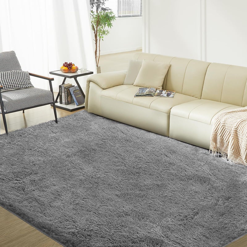 Ultra Soft Rug for Living Room 4X6 Fluffy Shag Area Rug for Bedroom Modern Shaggy Carpets Fuzzy Rug for Teens Dorm Nursery Home Decor Aesthetic Upgrade AntiSkid Durable Grey