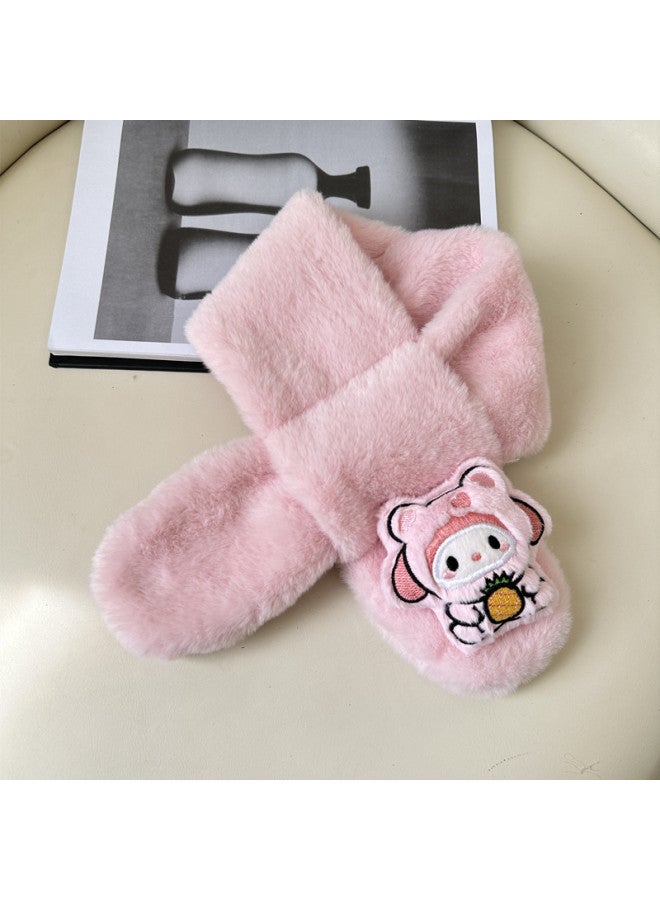 Cute Cartoon Plush Kidsren's Scarf Autumn And Winter Warm Cross Neck Scarf For Boys And Girls Thickeneded Cold-proof Neck Protector