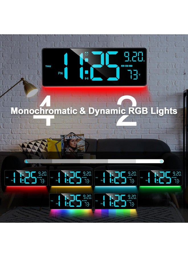 XREXS 16.3" Bluetooth Large Digital Wall Clock with Remote Control, Auto Time Sync, 6 Color Night Lights Adjustable Dimmer 10 RGB Color Changing Large Display for Home, Gym, Office and Classroom - Image 4