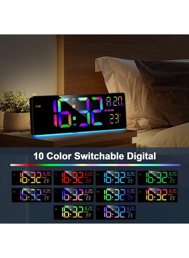 XREXS 16.3" Bluetooth Large Digital Wall Clock with Remote Control, Auto Time Sync, 6 Color Night Lights Adjustable Dimmer 10 RGB Color Changing Large Display for Home, Gym, Office and Classroom - Image 3