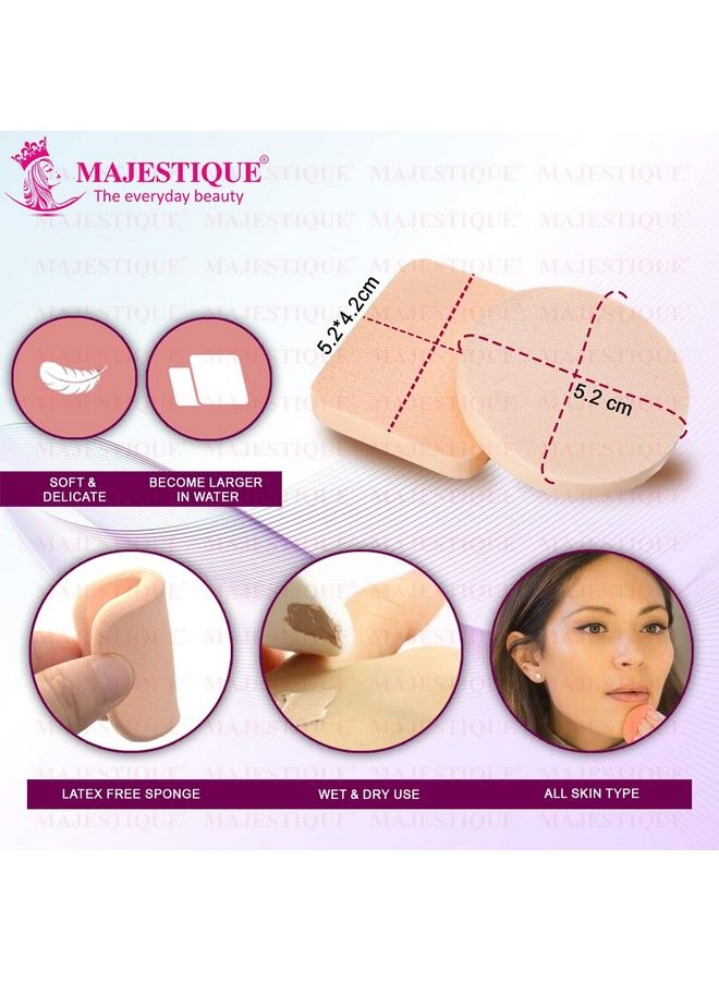 MAJESTIQUE Perfect Grip Area Makeup Sponge Beauty Face Primer Compact Powder Puff Twin Pack With Free Cosmetic Stick (Pack Of 2) - Image 3