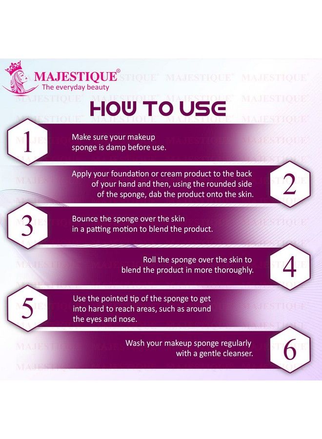 MAJESTIQUE Perfect Grip Area Makeup Sponge Beauty Face Primer Compact Powder Puff Twin Pack With Free Cosmetic Stick (Pack Of 2) - Image 4