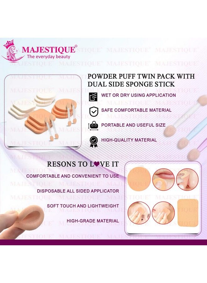 MAJESTIQUE Perfect Grip Area Makeup Sponge Beauty Face Primer Compact Powder Puff Twin Pack With Free Cosmetic Stick (Pack Of 2) - Image 5