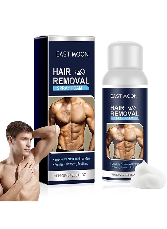 East Moon Hair Removal Spray Foam For Men, No Irritation Hair Removal Cream, Safe Hair Depilatory For Male Underarm, Chest, Back, Legs, Natural Ingredient Hair Removal Spray Foam  For Men 100ML  - Image 1