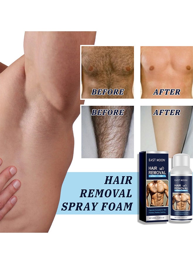 East Moon Hair Removal Spray Foam For Men, No Irritation Hair Removal Cream, Safe Hair Depilatory For Male Underarm, Chest, Back, Legs, Natural Ingredient Hair Removal Spray Foam  For Men 100ML  - Image 5