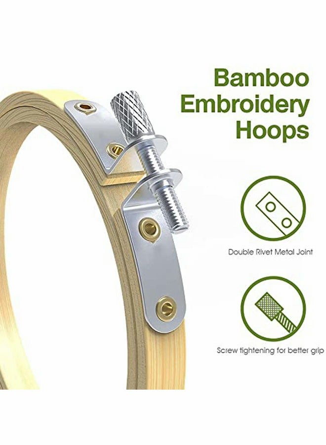 Embroidery Hoop Set 6 Pieces Bamboo Round Cross Stitch Rings 10 to 25 Cm Ideal for DIY Projects - Image 2