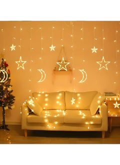 Generic Deyaah 3.5m Star Moon Curtain String Light, LED Christmas Fairy Lights, Waterproof Hanging Window Star Moon Night Light for Ramadan, Christmas, Wedding, Party, Home, Terrace, Lawn (Warm White)  - Image 1