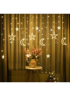Generic Deyaah 3.5m Star Moon Curtain String Light, LED Christmas Fairy Lights, Waterproof Hanging Window Star Moon Night Light for Ramadan, Christmas, Wedding, Party, Home, Terrace, Lawn (Warm White)  - Image 4