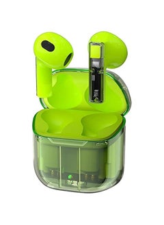 True Wireless Earbuds Bluetooth in Ear Headphones for iPhone Android Transparent Blue Tooth 5.3 Ear Buds Deep Bass TWS Wireless Earphones with Microphone Cordless Earbud with Charging Case Green