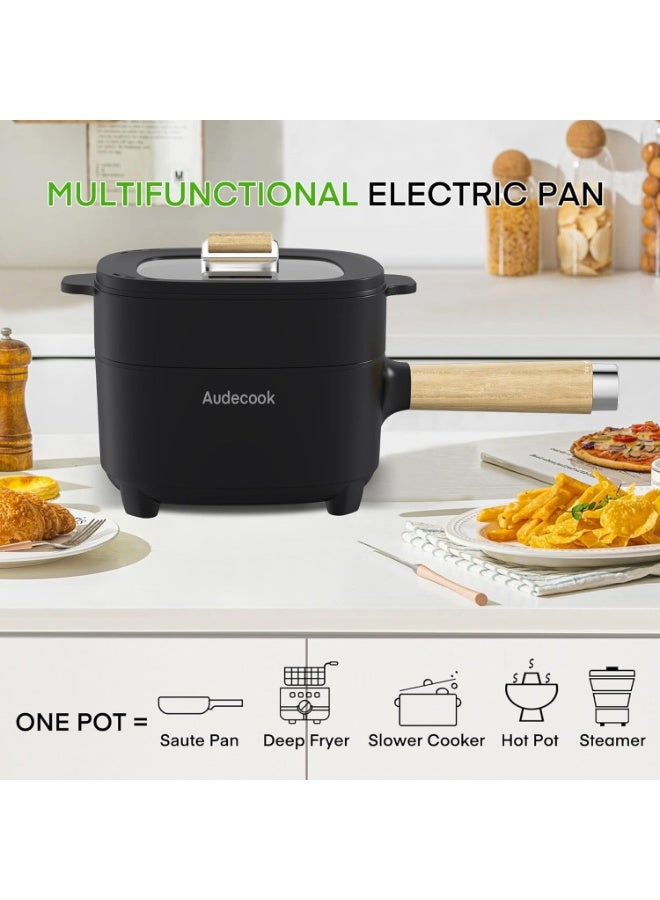 Audecook Electric Frying Pan, 2L Upgraded Cermic Non-Stick Coating Frying pan, Electric Ramen Cooker for Steak, Egg, Fried Rice, Oatmeal, Soup. Terminal Dual Power Controllable - Image 2