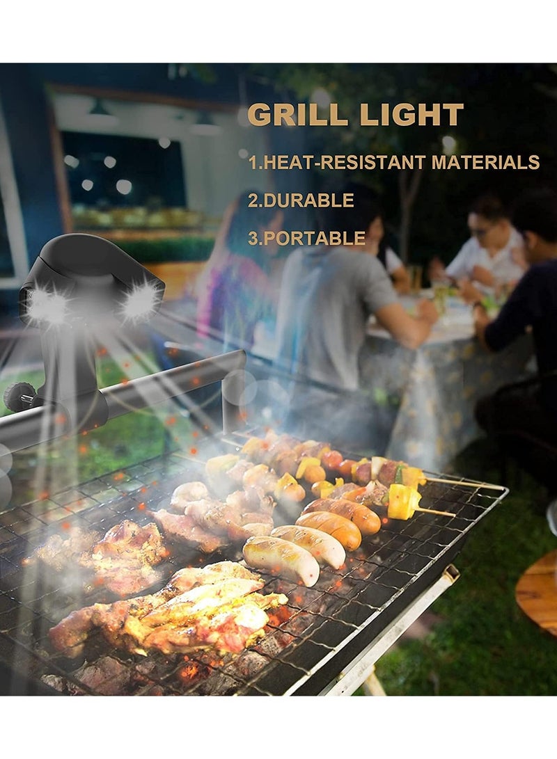 راكسوم ضوء شواء للشواء، هدايا للأب الرجال، ضوء شواء مرن متين 180 درجة ليلاً في الهواء الطلق، 10 مصابيح LED فائقة السطوع ملحقات إضاءة الشواية لمقبض الشواية، البطارية غير متضمنة - Image 4