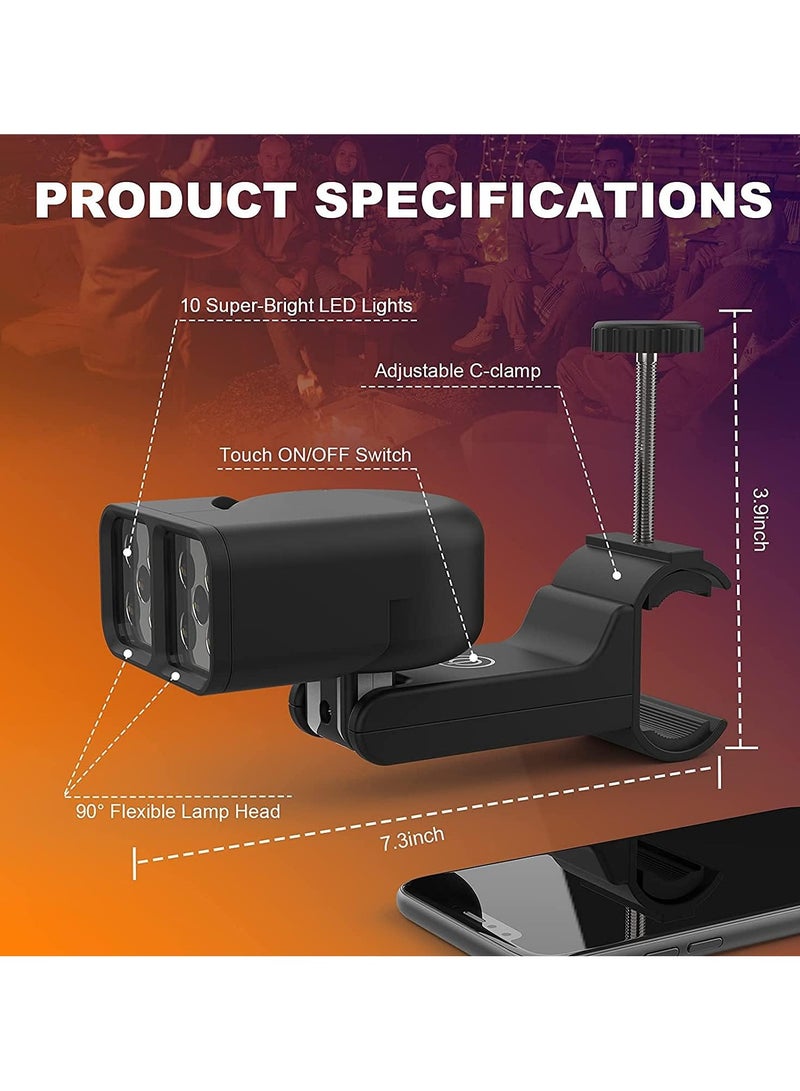 راكسوم ضوء شواء للشواء، هدايا للأب الرجال، ضوء شواء مرن متين 180 درجة ليلاً في الهواء الطلق، 10 مصابيح LED فائقة السطوع ملحقات إضاءة الشواية لمقبض الشواية، البطارية غير متضمنة - Image 3